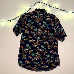 BlueTropical surfer design button up shirt from gap